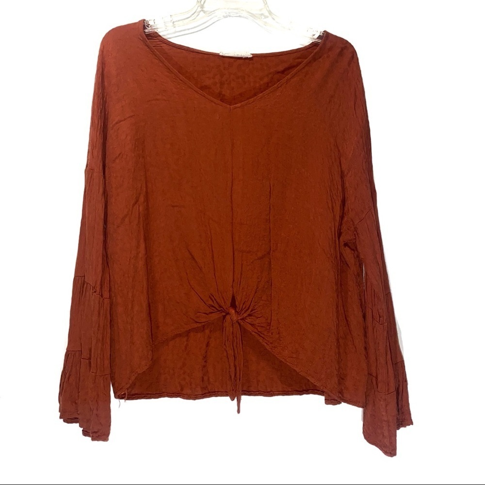 Olive & Leaf Boutique Leopard Tie Waist Top Women’s Small